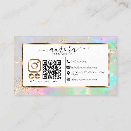 Aangepaste Opal Glow Gold Accent Visitekaartje (Achterkant)