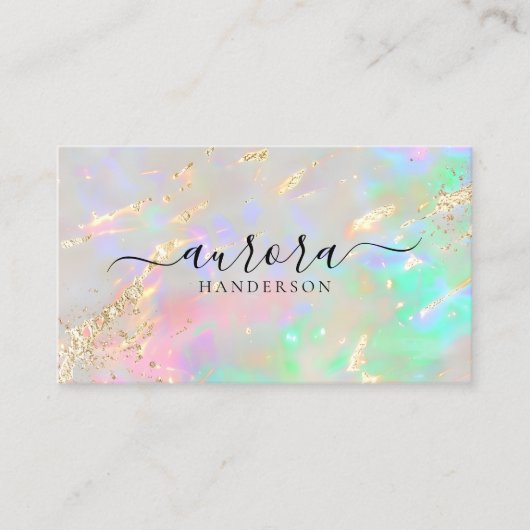 Aangepaste Opal Glow Gold Accent Visitekaartje (Voorkant)