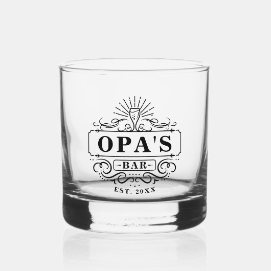 Aangepaste OPA's Bar jaar gevestigd glas (Voorkant)
