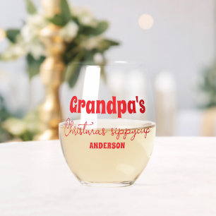 Aangepaste opa's kerst Sippy Cup Wijnglas Zonder Voet