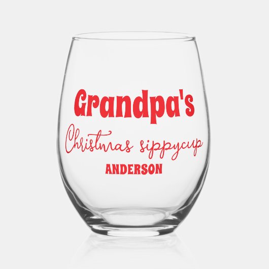 Aangepaste opa's kerst Sippy Cup Wijnglas Zonder Voet (Voorkant)