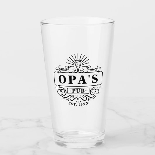 Aangepaste Opa's Pub Year Glass Glas (Voorkant)