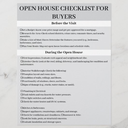 Aangepaste Open Huis Checklist voor Kopers Flyer (Voorkant)