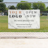 Aangepaste Open nu Zakelijk Logo Marmeren Buiten Spandoek (Insitu)