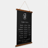 Aangepaste openingstijden deur bord met bedrijfslo hangend wandkleed (Gebogen)