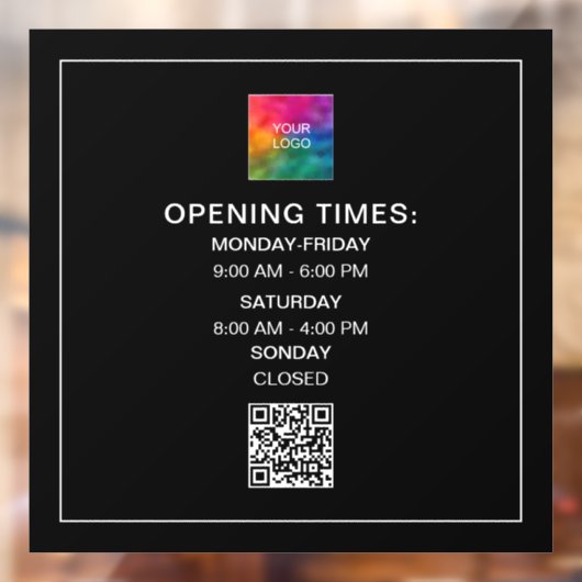 Aangepaste Openingstijden Logo QR Code Template Raamsticker (Vel 2)