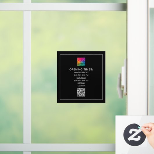 Aangepaste Openingstijden Logo QR Code Template Raamsticker (Huis)