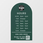 Aangepaste openingstijden met winkel logo en QR-co Raamsticker (Vel)
