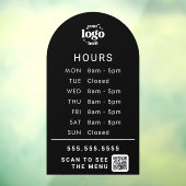 Aangepaste openingstijden met winkel logo en QR-co Raamsticker (Vel 3)