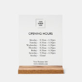 Aangepaste openingstijden | Moderne zakelijke Logo Acryl Bord (Voorkant)