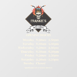 Aangepaste openingstijden Retro Lassen workshop lo Raamsticker