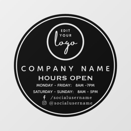 Aangepaste openingstijden venster sticker (Vel)