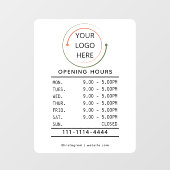 Aangepaste openingstijden vensterfolie met logo raamsticker (Vel)