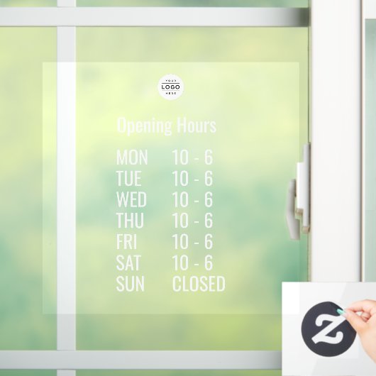 Aangepaste openingstijden vensterfolie met logo raamsticker (Huis)