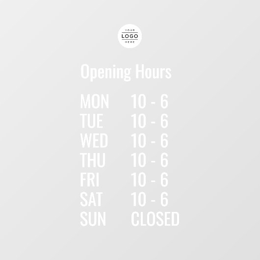 Aangepaste openingstijden vensterfolie met logo raamsticker (Vel)
