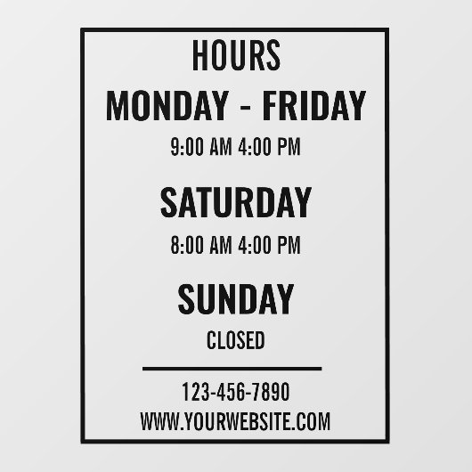 Aangepaste openingstijden winkel Open Gesloten Raamsticker (Vel)