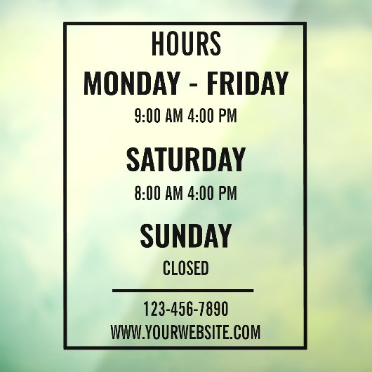 Aangepaste openingstijden winkel Opening Sluiten Raamsticker (Vel 3)