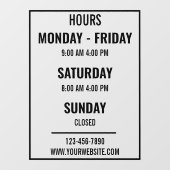 Aangepaste openingstijden winkel Opening Sluiten Raamsticker (Vel)