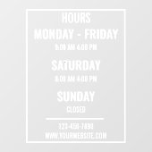 Aangepaste openingstijden winkel Opening Sluiting Raamsticker (Vel)