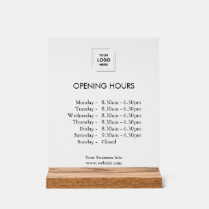 Aangepaste openingsuren Modern bedrijfslogo Acryl Bord