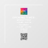 Aangepaste Openingsuren Sjabloon Zakelijk Logo QR Raamsticker (Vel)