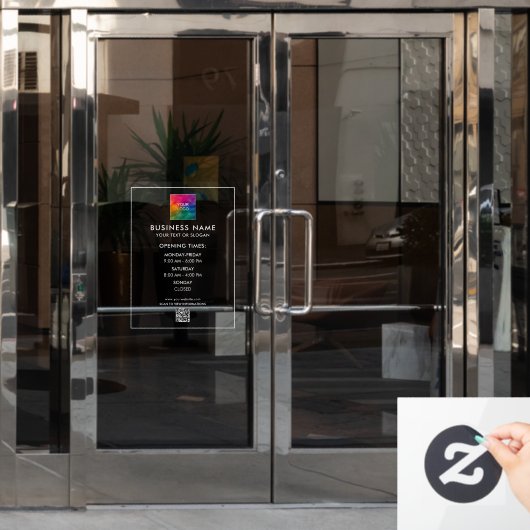 Aangepaste Openingsuren Zakelijk Logo QR Code Tele Raamsticker (Kantoordeur)