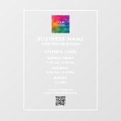 Aangepaste Openingsuren Zakelijk Logo QR Code Tele Raamsticker (Vel)