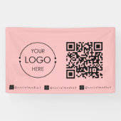 Aangepaste opknoping banner teken roze Business QR (Horizontaal)