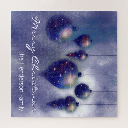 Aangepaste opknoping kerstballen donkerblauw - legpuzzel (Horizontaal)