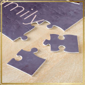 Aangepaste opknoping kerstballen rood op violet - legpuzzel