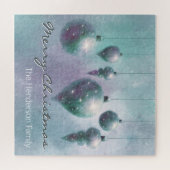 Aangepaste opknoping kerstballen Turquoise zilver Legpuzzel (Horizontaal)