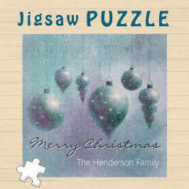 Aangepaste opknoping kerstballen Turquoise zilver Legpuzzel
