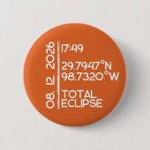 Aangepaste Oranje 2026 Zonsverduistering Ronde Button 5,7 Cm (Voorkant)