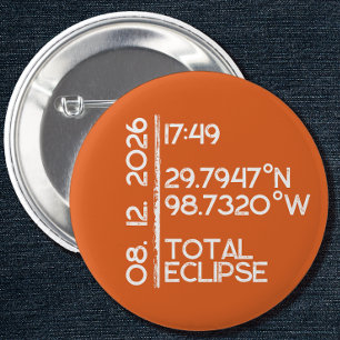 Aangepaste Oranje 2026 Zonsverduistering Ronde Button 5,7 Cm