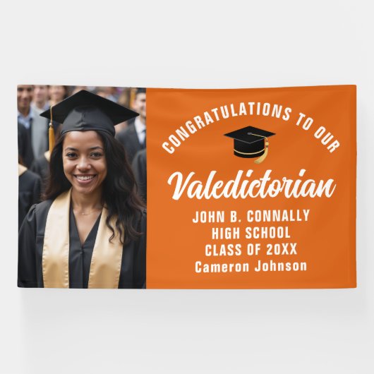Aangepaste Oranje afstudeerfeest van de afstudeerd Spandoek (Horizontaal)