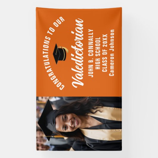 Aangepaste Oranje afstudeerfeest van de afstudeerd Spandoek (Verticaal)