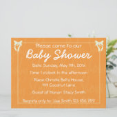 Aangepaste oranje baby shower uitnodiging (Staand voorkant)