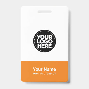 Aangepaste Oranje Bedrijf Logo Naam Titel Streepje Badge