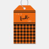 Aangepaste  Oranje Buffalo Check Plaid Holiday Cadeaulabel (Voorkant)