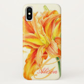 Aangepaste oranje florale florale draagtas Case-Mate iPhone case (Achterkant)