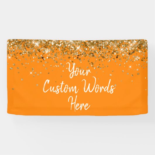 Aangepaste oranje gouden verjaardagsfeestje fotoho spandoek (Horizontaal)