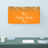 Aangepaste oranje gouden verjaardagsfeestje fotoho spandoek (Beurs)
