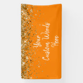 Aangepaste oranje gouden verjaardagsfeestje fotoho spandoek (Verticaal)