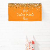 Aangepaste oranje gouden verjaardagsfeestje fotoho spandoek (Insitu)