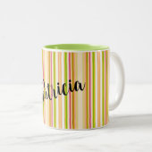Aangepaste Oranje groene verticale strepen Mok (Voorkant rechts)