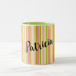 Aangepaste Oranje groene verticale strepen Mok