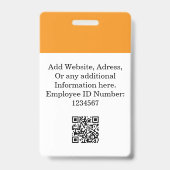 Aangepaste oranje Medewerker Badge met Foto, Logo, (Achterkant)