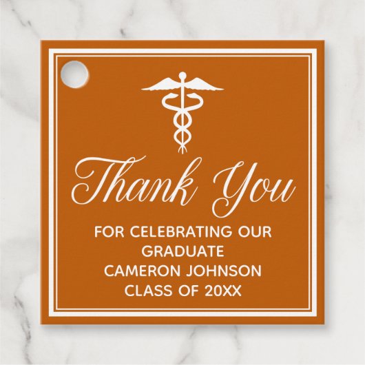 Aangepaste Oranje medische school afstudeerfeest Bedankjes Labels (Voorkant)