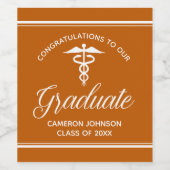 Aangepaste Oranje medische school afstudeerfeest Wijn Etiket (Enkel label)