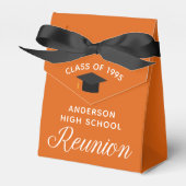 Aangepaste oranje middelbare school reünie feest bedankdoosjes (Voorkant Zijde)